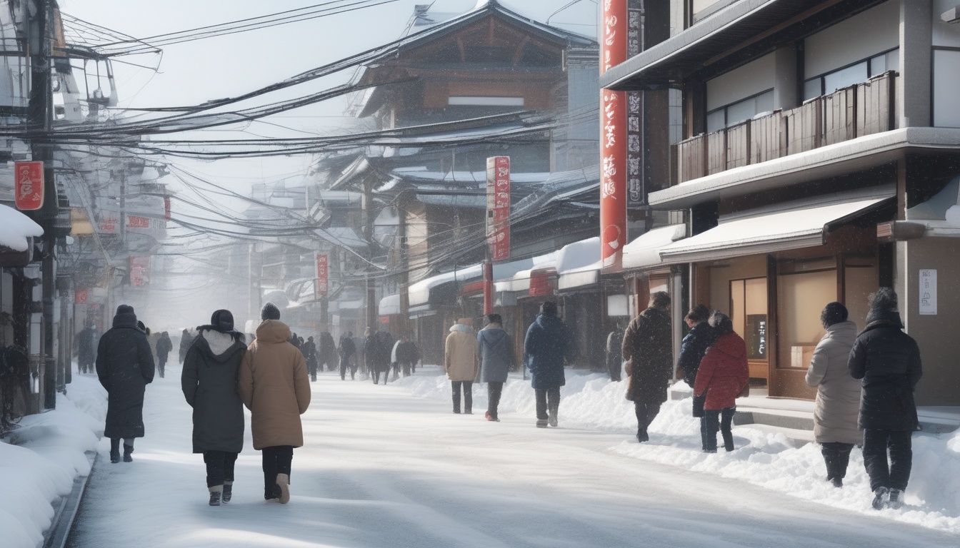 濃紺からアイスブルーへ広がる格子状の抽象グラフィック。雪氷対策市場の構造的な広がりを表すイメージ
